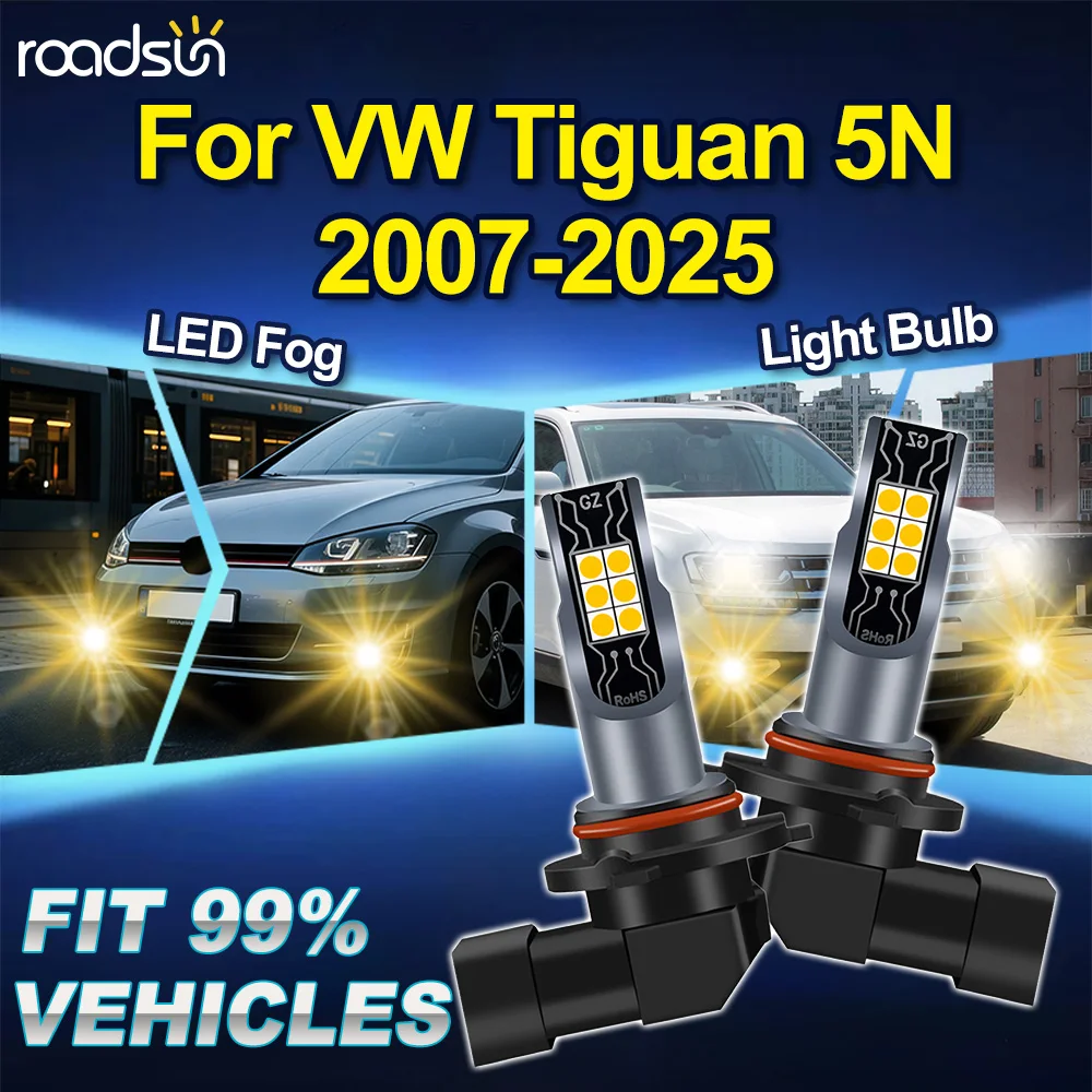 

ROADSUN 9006 HB4 For VW Tiguan 5N 2007 2008 2009 2010 2011 2012 2013 2014 2015-2025 2PCS 3000K Canbus Car LED Fog Light Bulbs