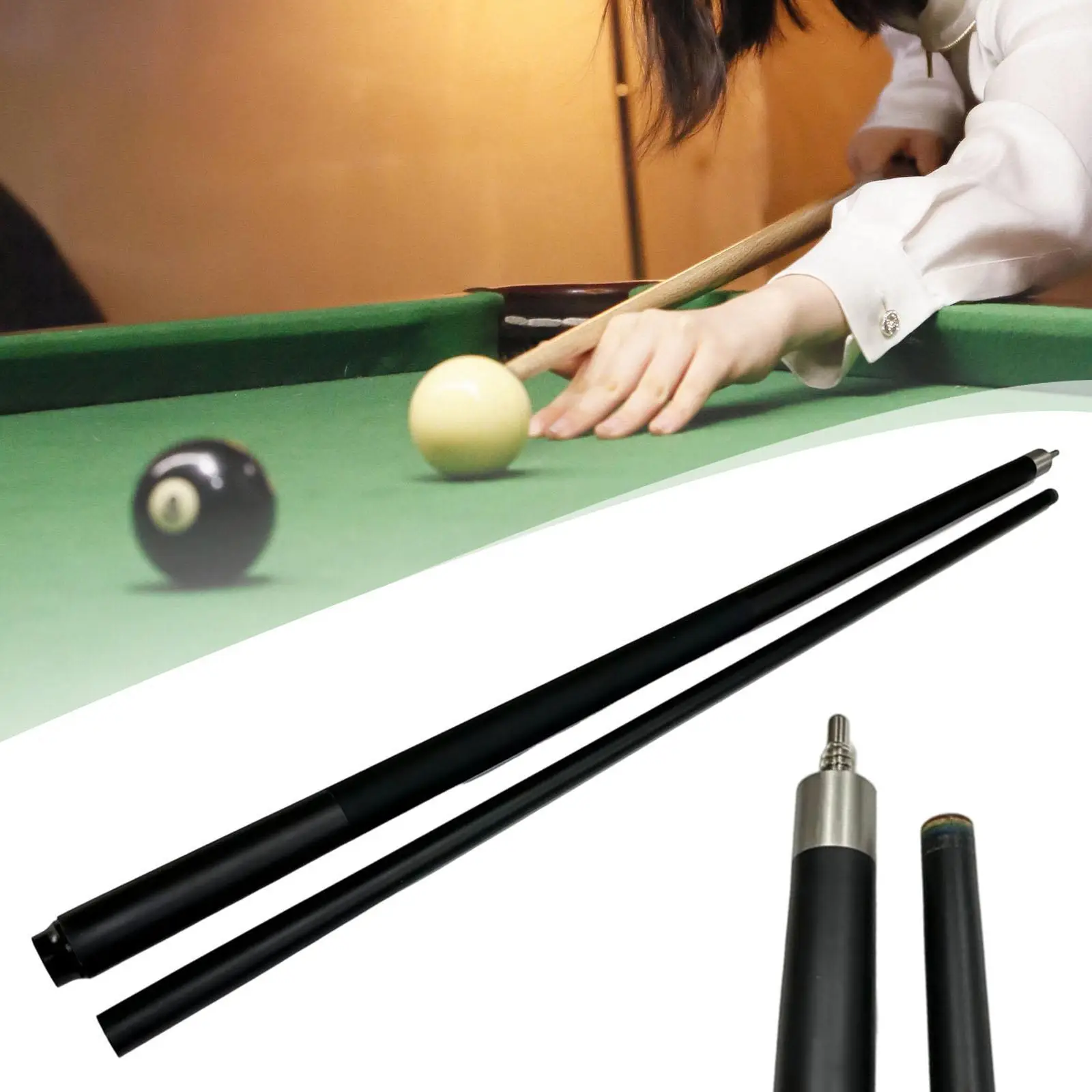 

Pool Cue Stick with Chalk Bag and Tips Billiards Cue 13mm Tip for Home Bar and Club Play