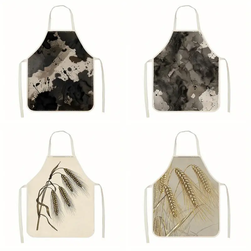 

Фартуки с абстрактным узором, льняные фартуки, подходящие для приготовления пищи на кухне, общения родителей и детей, рисования и других мероприятий.
