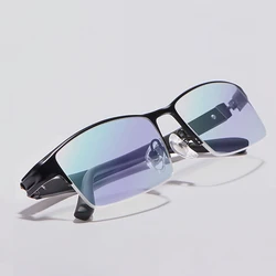 Hotony Optical Spectacles Business Alloy Eyeglasses Frame For Men Eyewear Half Rim Glasses Black Gray Brown 3 Colors