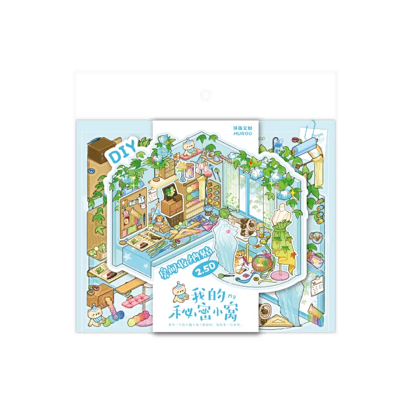 Fairy Tale House Landscape Sticker Miniature Scene Diy Game Scrapbook Sticker 3d Cabin Scene Sticker Festival Gift For