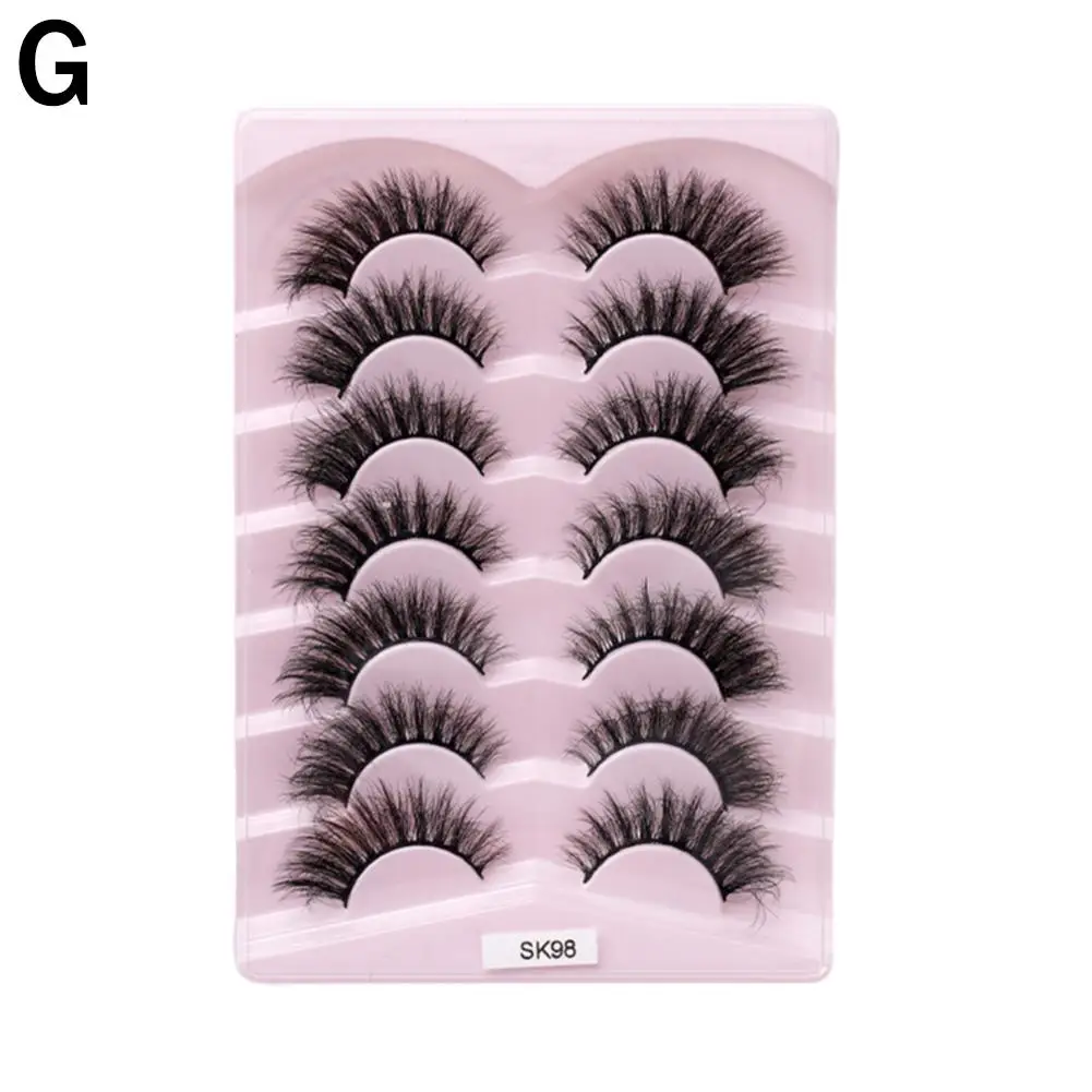 Mink Cílios Fofos, Curta Extensão Durável, Cílios Espesses Dramáticos, Cílios Longos, Wispy Natural Volu, T5S7, 7 Pares, Novo