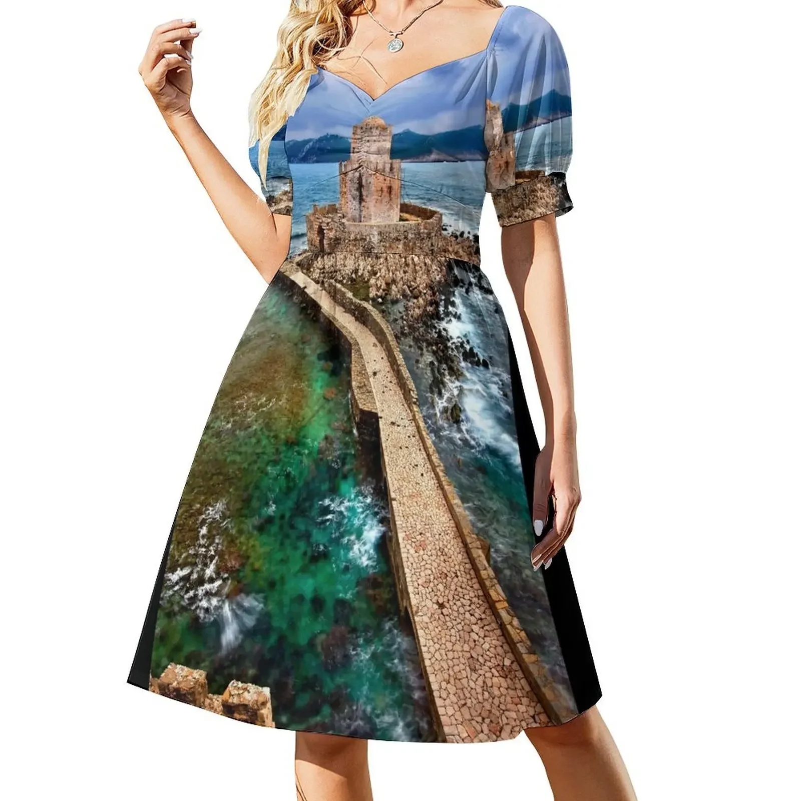 

The Tower of the Sea Short-Sleeved Dress long dress women Women's evening dress