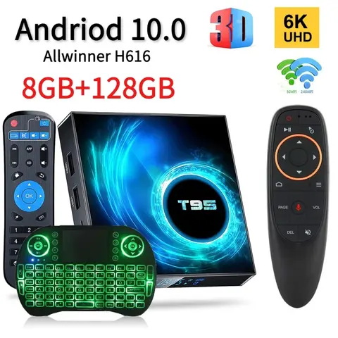 T95 tv box android 10 8GB 128GB allwinner h616 Quad Core UHD10  6K 3D H.265 5g wifi Bluetooth 5.0 Smart TV spain 2024 TV Box