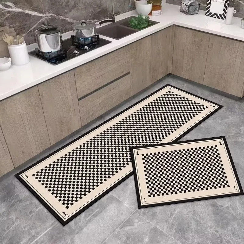 

Kitchen Pvc Carpet Leather Waterproof Non-slip Floor Mat Plaid Rug Oil-proof Home Decoration Foot Mats 주방 카펫 Alfombra De Cocina