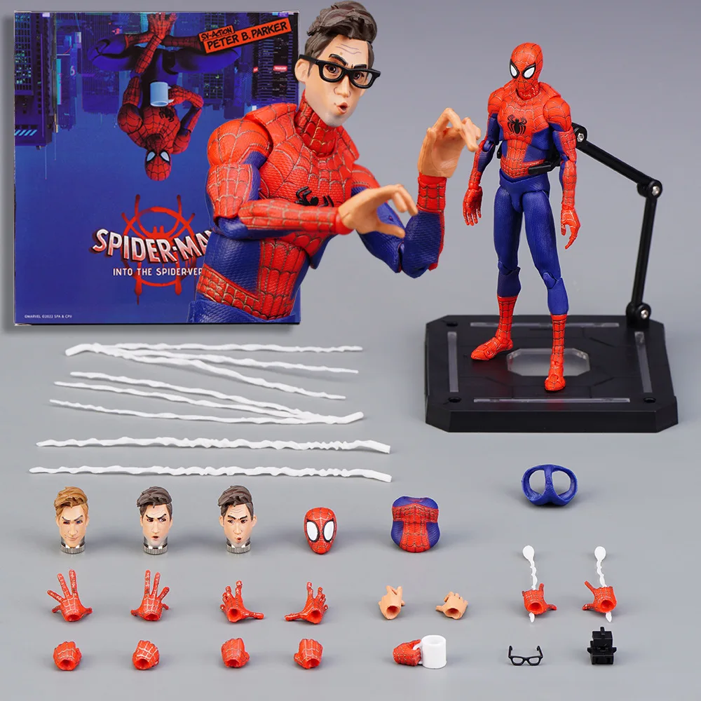 

16CM Spider-Man Action Figure Parallel Universe Fat Peter Parker Figurine PVC Movable Joints Model Sculpture Gift Toys Gift Set