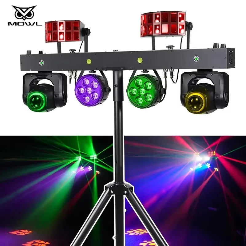 12x1W 5in1 RGBW Multieffect LED Moving Head Projection Light Par Beam  with Tripod for Disco Bar Party Stage
