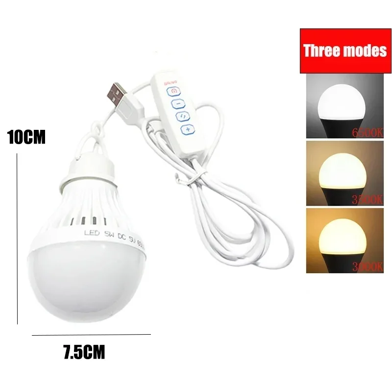 7W Camping LED Light USB Emergency Bulb Hanging Tent Light Barbecue Fishing Repair Outdoor Lamp Equipment Portable Lighting