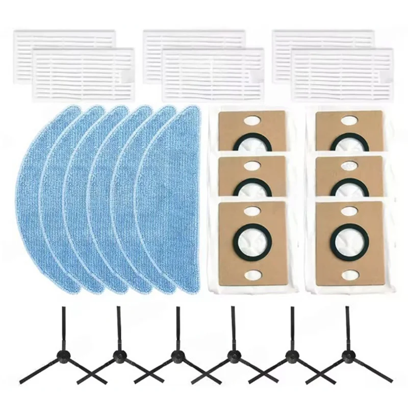

【Coupon!】For Ilife G9/G9 Pro/V9 V9 Pro/A12 Pro 24PCS Replacement Accessories- Side Brush Dust Bag Filter Mop Cloth Vacuum Parts