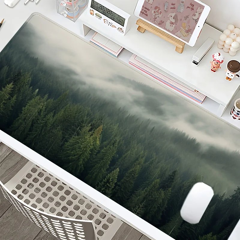 

XXL игровой коврик для мыши Forest Theme, противоскользящий резиновый коврик для мыши, коврик для ноутбука и ПК с прошитыми краями для работы, игр и использования на столе