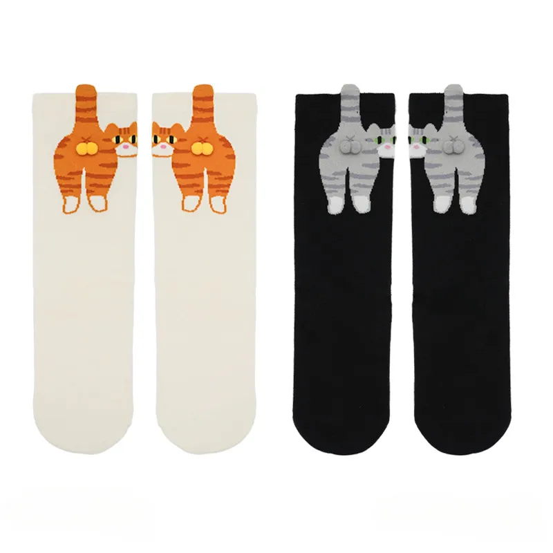 

Gift for Cat Lovers: Cartoon Cat Ladies Cotton Socks Breathable and Comfortable Socks All Seasons Funny Cat Balls Knitted Sock