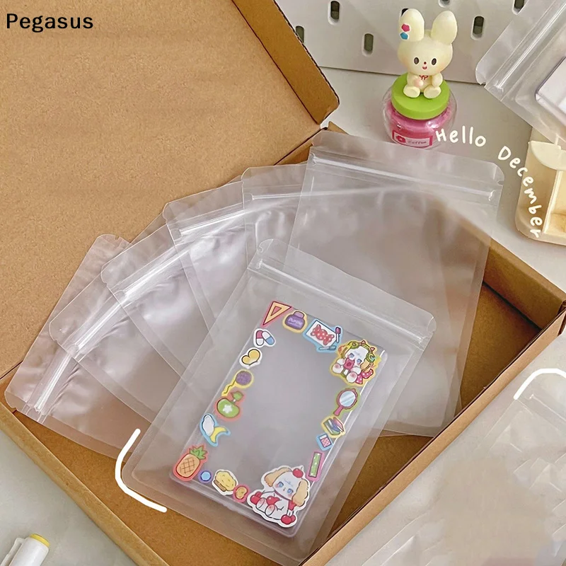 [S]10PCS Clear Zip Lock Plastic Card Package Bags with Zipper Self Seal Transparent  Poly Kpop Card Packaging Bag