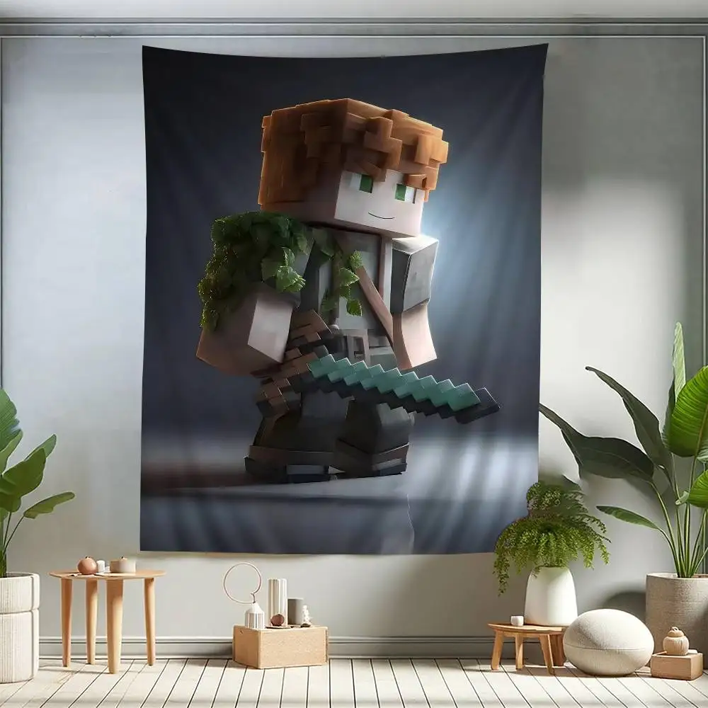 Minecraft Classic Kids Game Anime Tapestry Hippie Flower Wall Carpets Dorm Decor Wall Hanging Home Decor