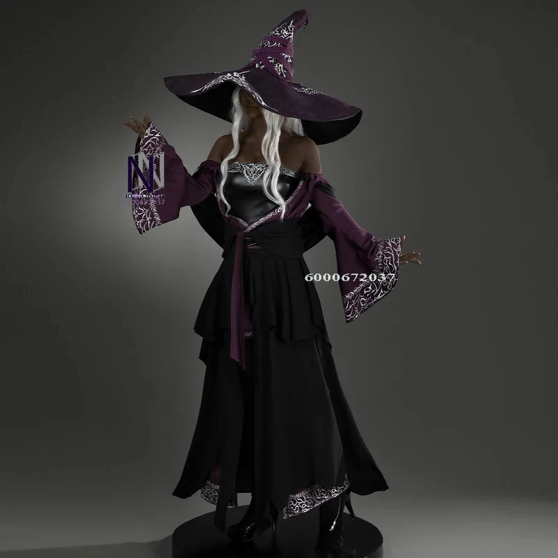 Fashion Game Cosplay Costume Anime Recluse Role Playing Black Dress with Hat Full Set for Women Comic Con Halloween Par;5'b\7,k/