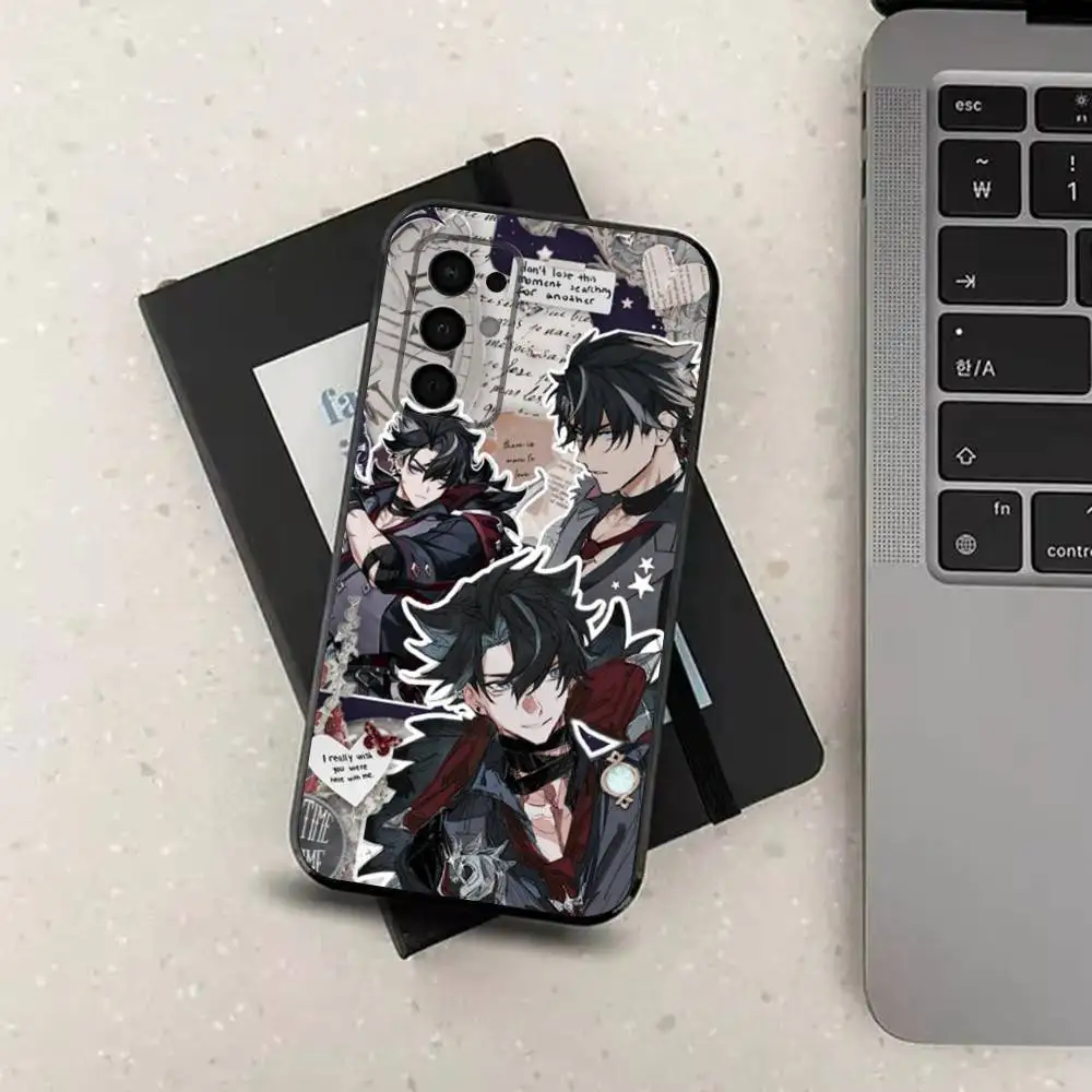 حافظة هاتف W-Wriothesley G-Genshin لهاتف سامسونج جالاكسي A73,91,80,72,51,53,52,71,22,5G,Note,J7,8,9 غطاء أسود ناعم