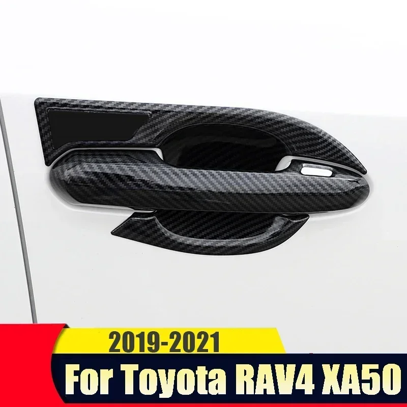 

For Toyota RAV4 2019 2020 2021 2022 2023 2024 RAV 4 XA50 Carbon Fiber Car Door Handle Bowl Cover Protection Sticker Accessories