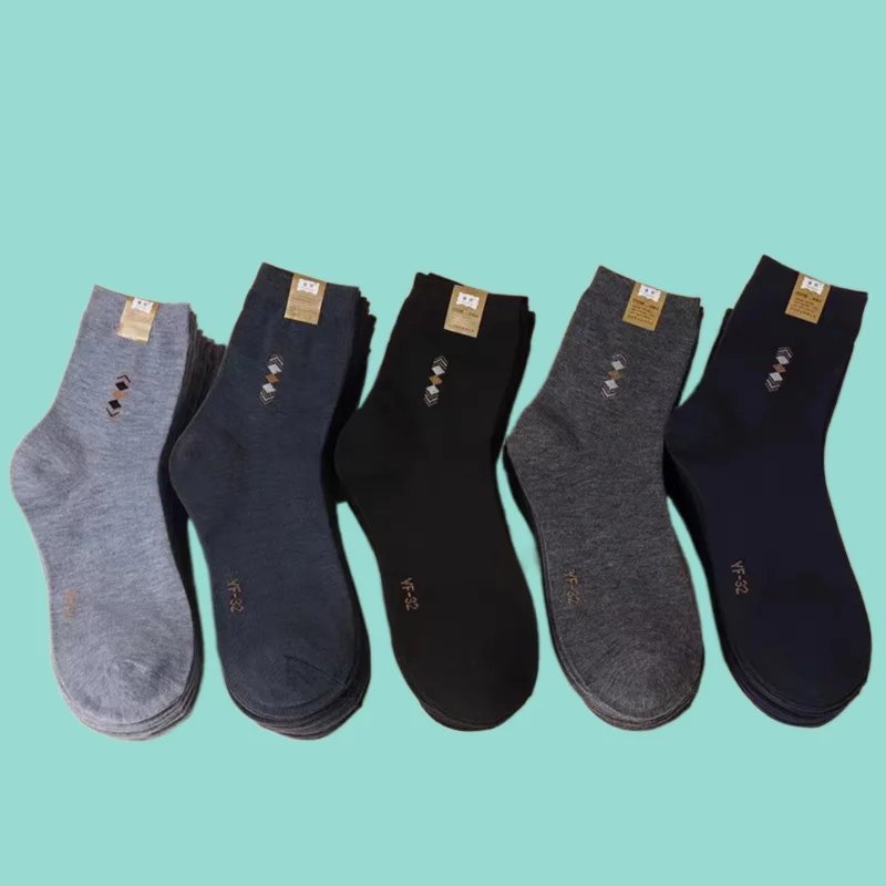 5/10 Pairs Men's Spring And Autumn Middle-aged And Elderly Socks Black Wear-resistant Deodorant Sweat-absorbent Mid-tube Socks