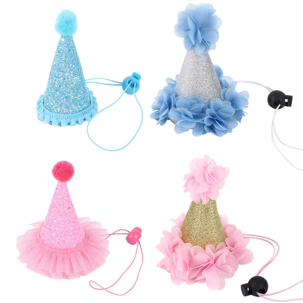 

10pcs/Set Pet Party Decorations Dog Birthday Hats with Adjustable Ropes Cat Birthday Decoration Accesorries Wholesale Birth Gift