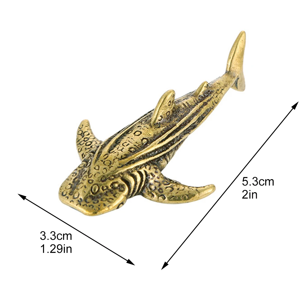 Brass Sharks Statue Bronze Handmade Ornament Figure Tea Pet Gift 3.3*5.3cm Desktop For Table Home Decoration Accessories