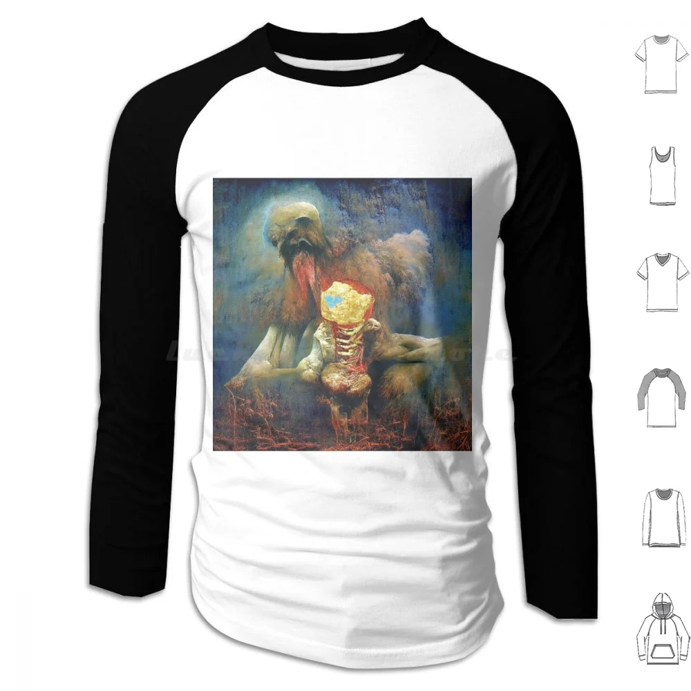 

Saturn Devouring His Son , Zdzis  Aw Beksiński , Paint , 1963 Hoodie cotton Long Sleeve Zdzislaw Beksinski Beksinsky Dark Art