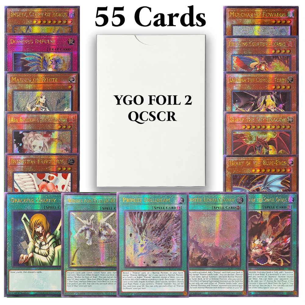 

YGO FOIL 2 QCSCR Весь набор 55 шт./компл. Английский Mulcharmy Fuwalos Graceful Charity Yu-Gi-Oh TCG Карты для настольных игр