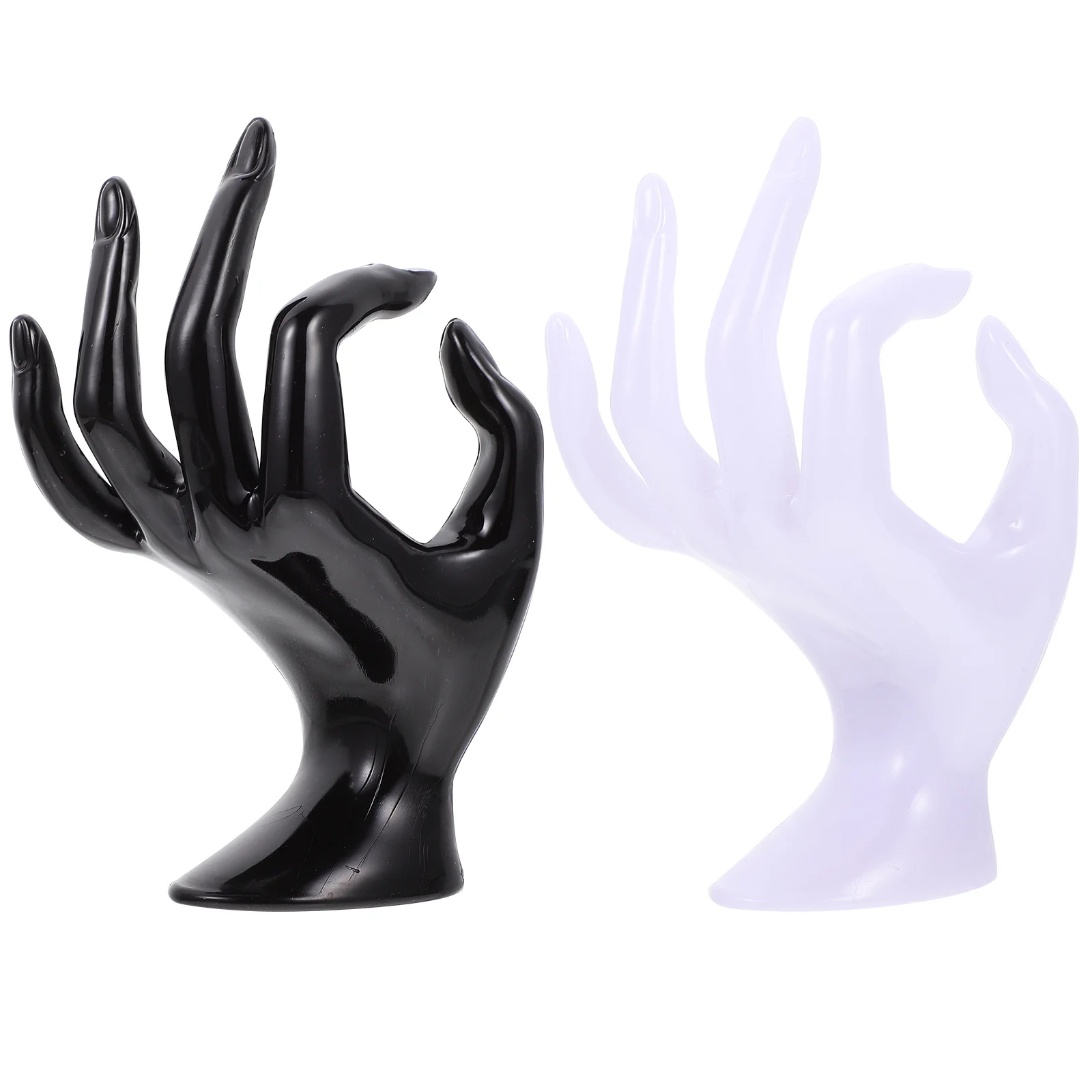 2Pcs Ok Gesture Shaped Bracelet Racks Jewelry Display Stands Black White Stylish Organizer for Watches Necklaces Home Decor