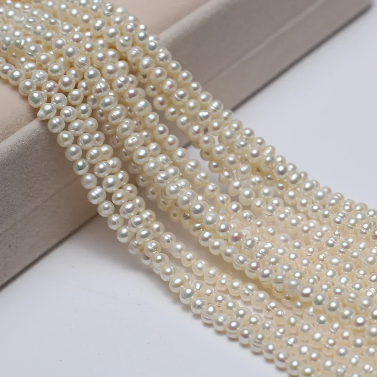 

3-4mm Natural Freshwater Pearl Round White Loose Small Beads For Jewelry Making DIY Necklace Bracelet Accessories Gift 36cm