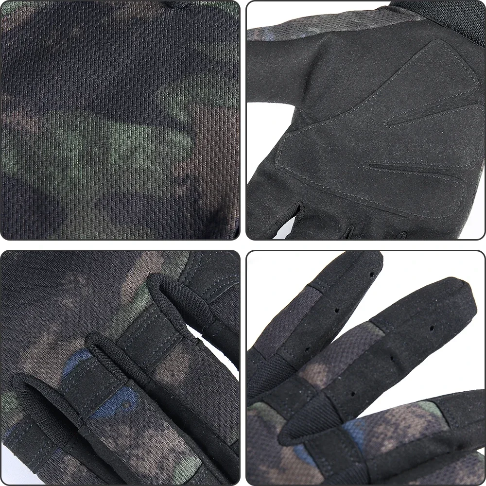 Tactical Long Finger Glove  Airsoft Fishing Working Gym Cycling Black Non-Slip Mittens EVA Protective Gear Male