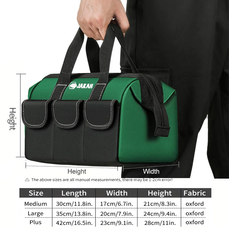 Jakah Wide Mouth Heavy-Duty Tool Tote Bag - Spacious, Wear-Resistant & Organized for On-the-Go Convenience