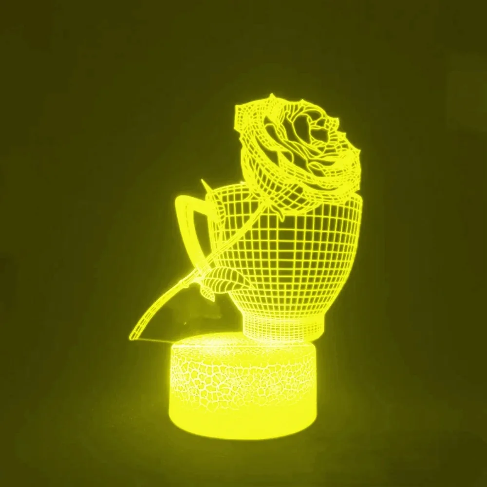 Nighdn 3D Rose Cup LED Night Light Romantic Optical Illusion Table Lamp 7 Colors Changing Valentine's Day Birthday Gift for Her