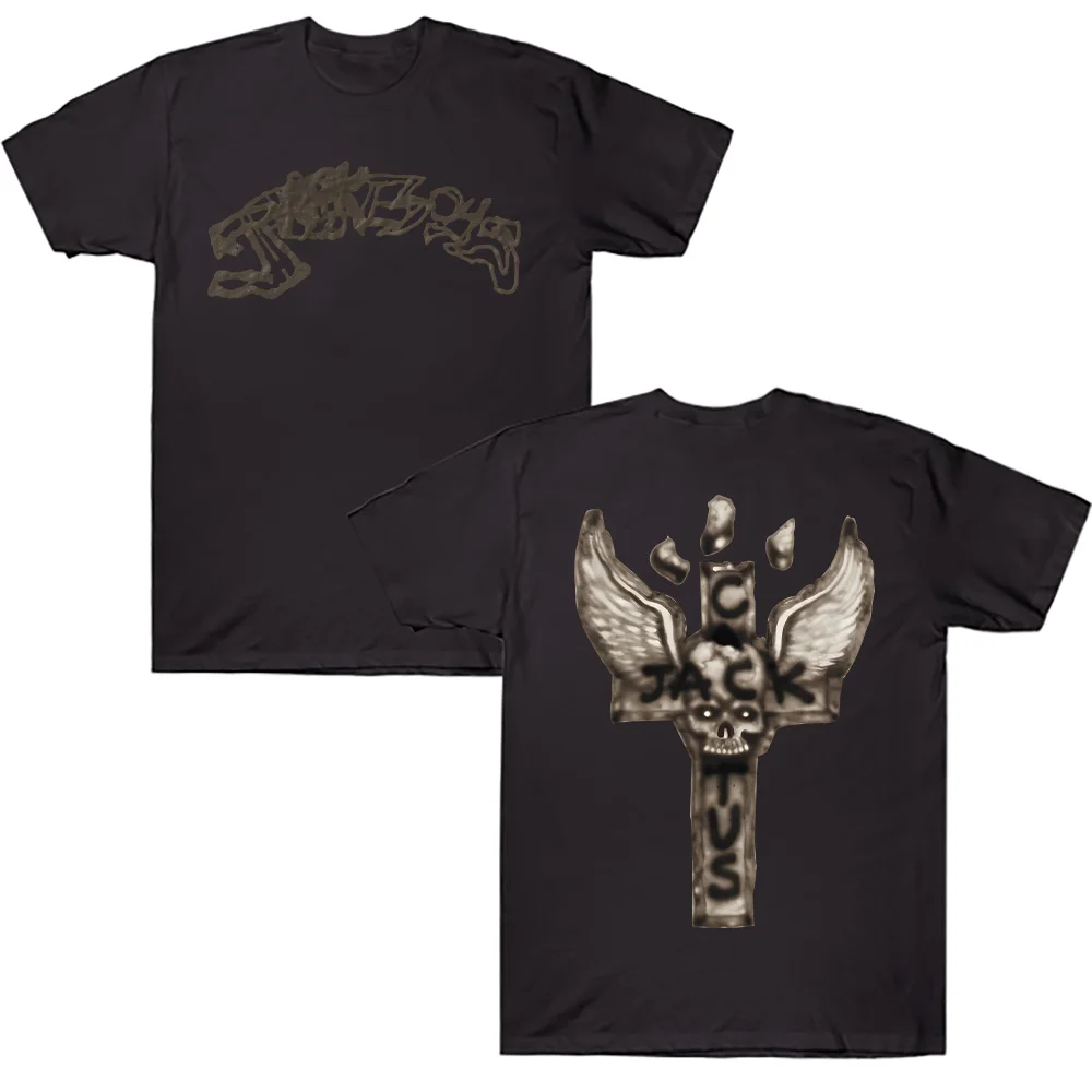 JACKBOYS 2 Album Art Graffiti T-shirt Traviss Scott Cactus Jack Tops Loose Casual Cotton Crew Neck Short Sleeve Streetwear Tee