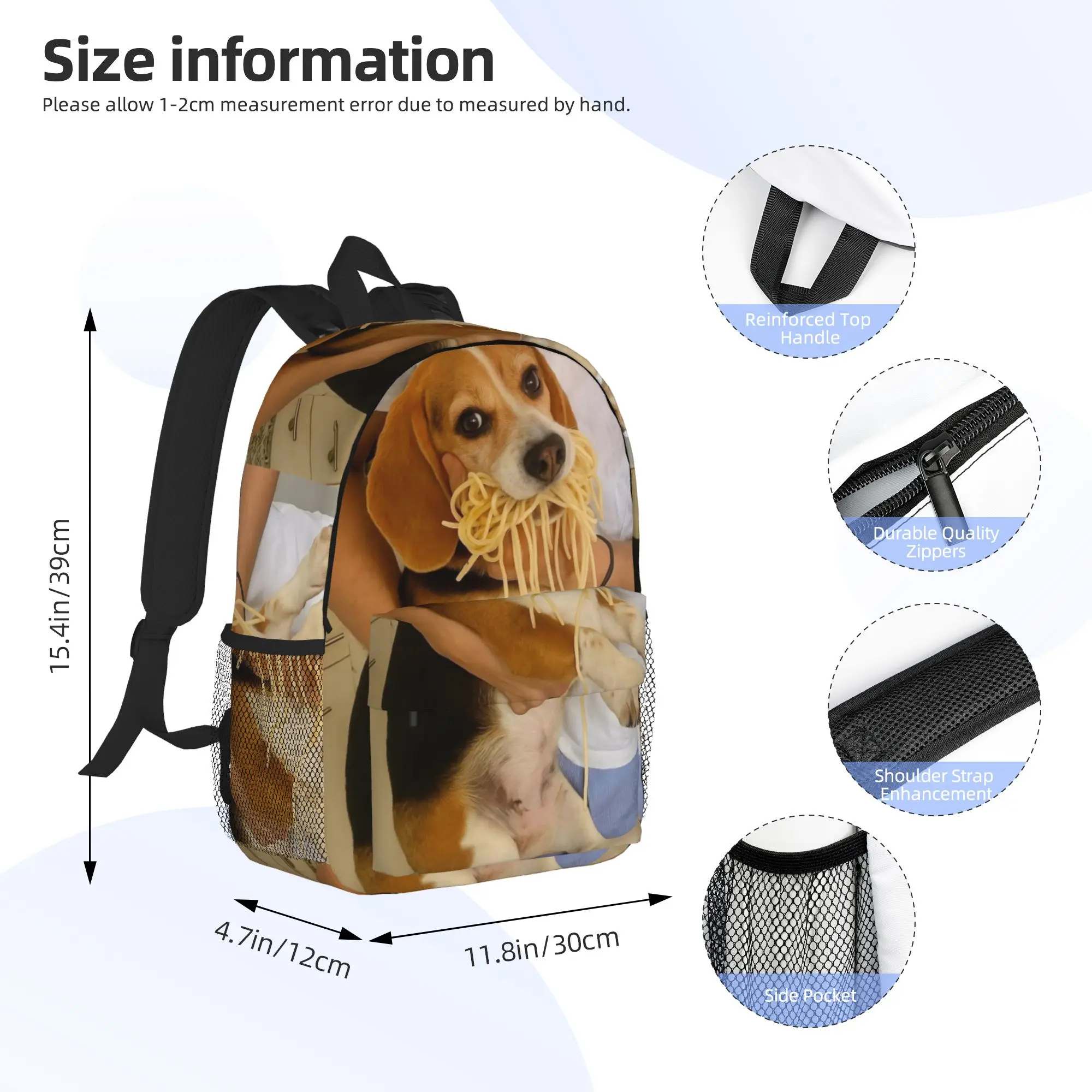 Funny Beagle Dog Design Backpack Hot Sale Daypack Large Capacity Boys Girls BookBag Shoulder Bags for Men Women School Bag