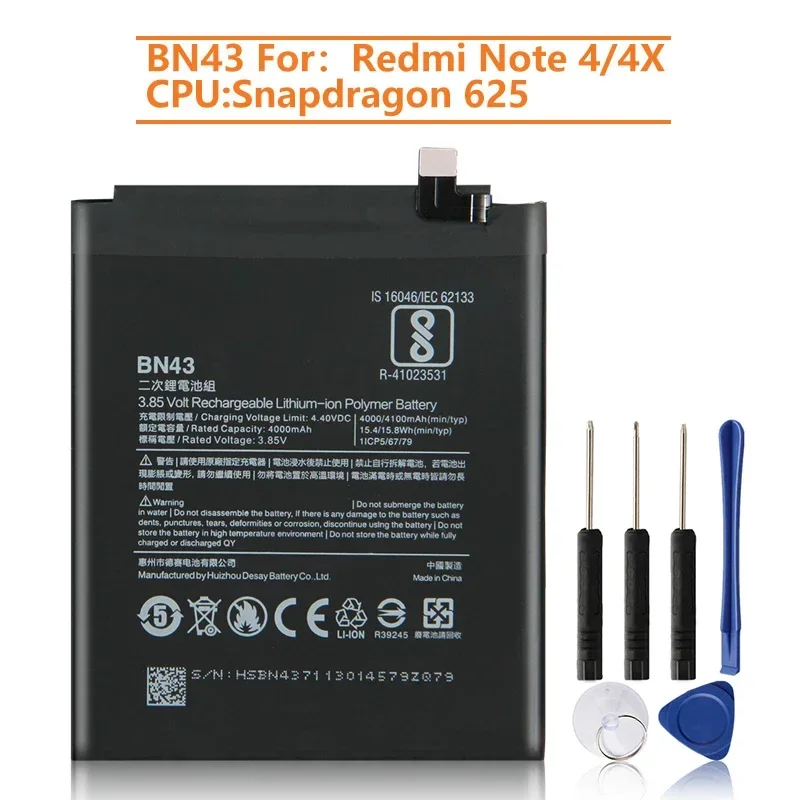 2024 Replacement Phone Battery BN43 For Xiaomi Redmi Note 4 X 4X Note 4 Global Snapdragon 625 Redrice Note4X Standard Version