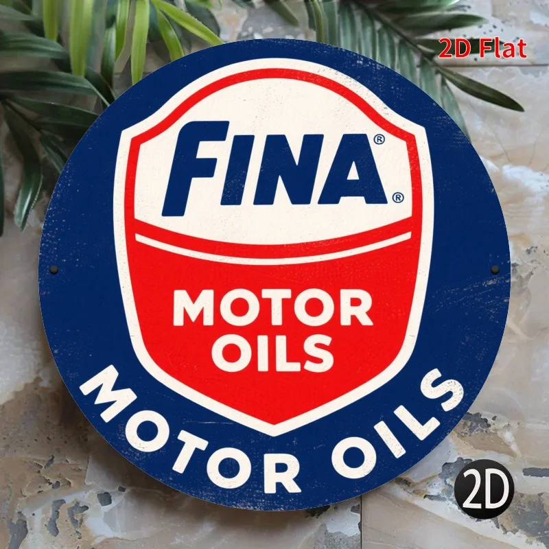 2D Metallschild FINA Motoröle Vintage Retro Gas- und Ölunternehmen Wappenschild Blechschild Wandkunst Garage Männerhöhle Deko