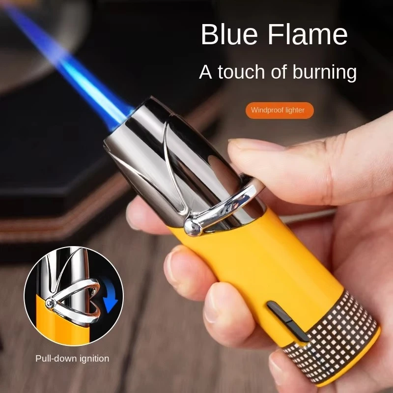 2026 New Creative Effortless Swing Arm Windproof Lighter Straight Blue Flame Metal Body Cigar Specific Igniter Business Gift