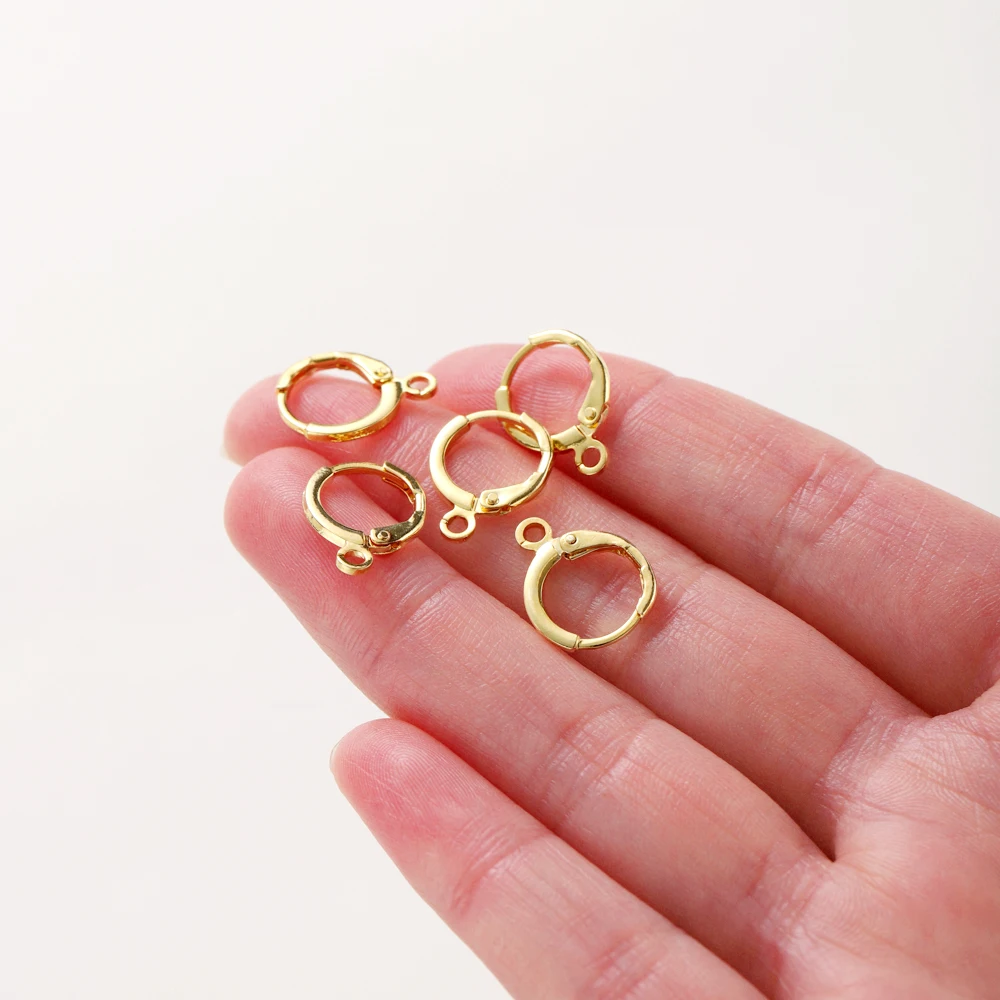 10pcs 14K 18K Gold Plated Brass France Blank Round Opening Earing Hook Ear Pendant Clips Loop For DIY Jewelry Making Findings