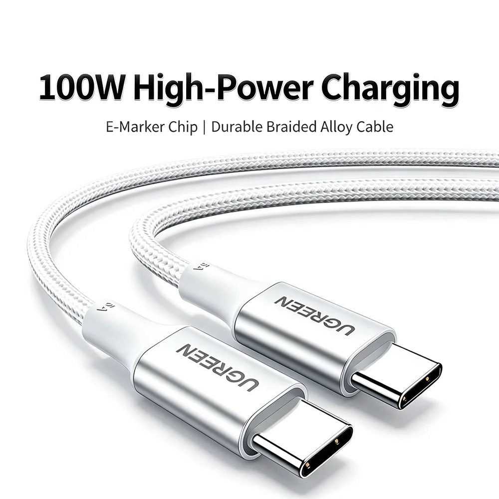 UGREEN Type-C to Type-C Fast Charge Wire 100W PD Quick Charger Cable Compatible with Phone Tablet Notebook Car Charging