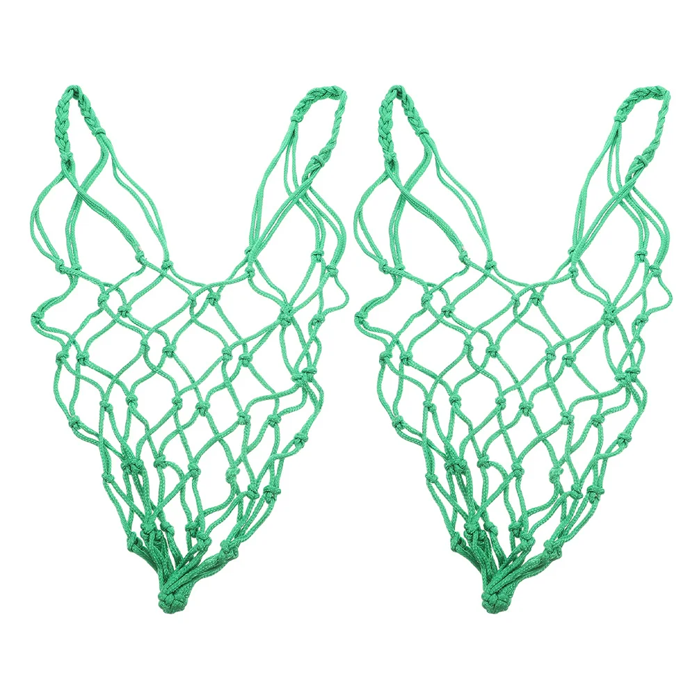 

2pcs Hanging Hay Net Goats Cattle Slow Feed Nylon Mesh Livestock Feeding Bag Vegetable Storage Reindeer Grass Holder