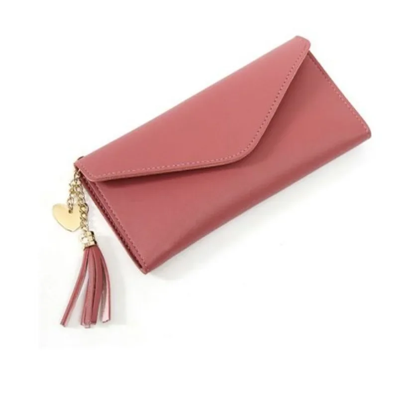 BOMO Wallets for Women Fashion Solid Colour Leather Coin Purse Korean Style Ladies Casual Pretty Purses Long Card Wallet Bag