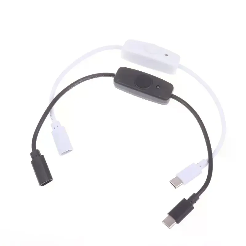1/3Pcs USB-C To Type C Power Supply Cord 5V2A Short USB C Extension Cable With ON Off Switch For USB Fan LED Strips Desk Lamp