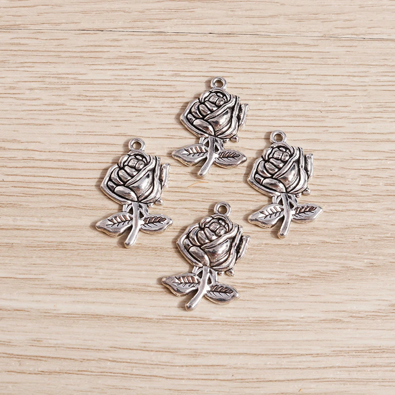 Tusember 20 Stück Legierungs-Pflanzenanhänger, Metall-Blatt-Blumen-Baum-Charms für Schmuckherstellung, Ohrringe, Halsketten, DIY-Armband-Zubehör – Detail 37