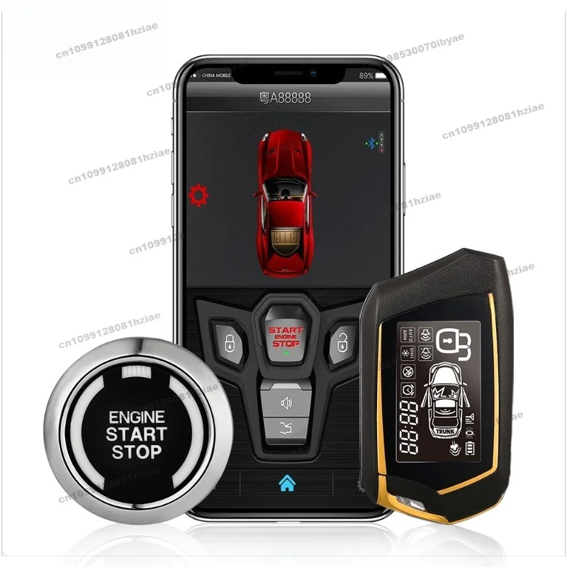 For One-click Start App Mobile Phone Control Car Anti-theft Device 1500 Meters LCD Vibration Two-way Remote Control Alarm