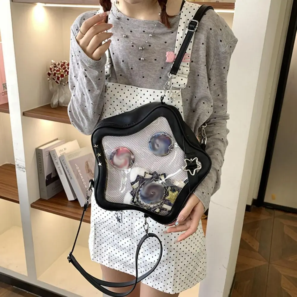 

Funny Zipper Bag Star Ita Bag PU Silver Transparent Pocket Cotton Doll Bag Small Item Bag Fashion Backpacks Women
