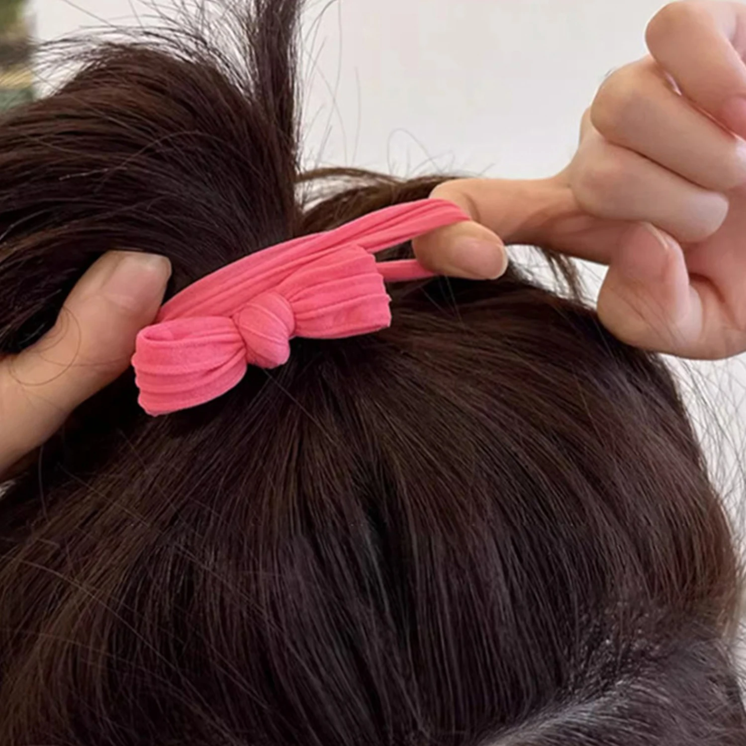 Fashion tali rambut pita wanita, 5 buah/set tali karet ekor kuda tanpa jejak elastis warna-warni untuk wanita gadis lucu aksesoris rambut