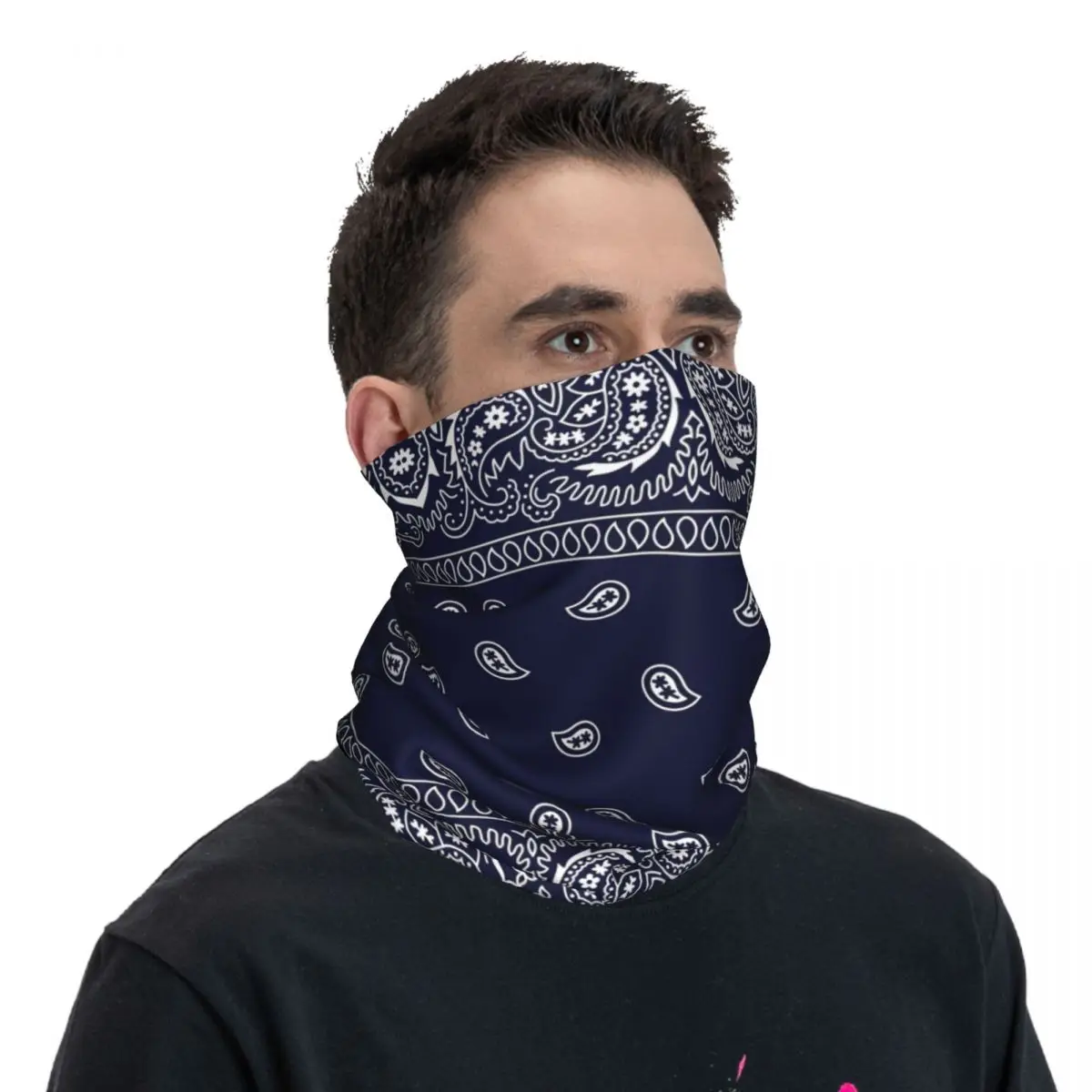 Balaclava lavável unisex para adultos, Bandana azul marinho, Tampa do pescoço da motocicleta, Cachecol do rosto do clube