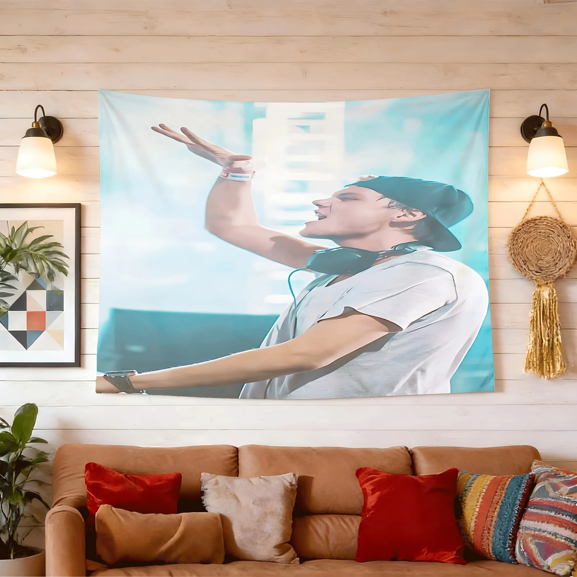 Avicii DJ Design Peach Skin Wall Tapestry | Versatile Wall Decor for Bedroom, Dorm, Home, and Office, Ideal for Party Backgrounds, Universal Festival Gift