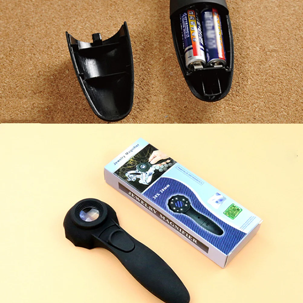 

1Pcs Hand Magnifying Glass Jewelry Identification 30x Magnifier 6 LED Light Lightweight Portable Black Jewelry Magnifying Glass