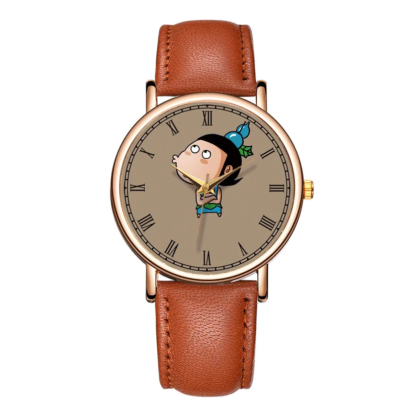 Fashion Women's Watch Cute Gourd Baby Quartz Watch Real Leather Waterproof Strap Minority Wristwatches Dropshipping