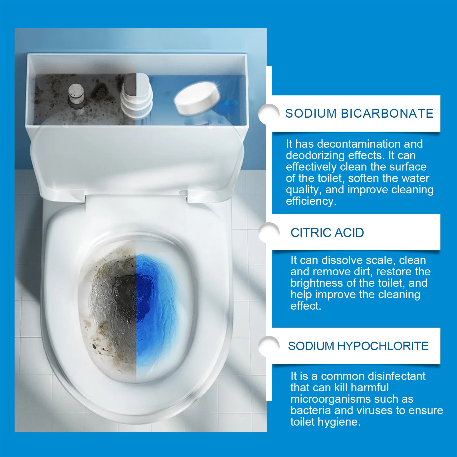 20ps Toilet Cleaner Powerful Water Scum Remover Urine Scale Cleaning Tablet Toilet Bowl Cleaner Effective Cleaning Tablets view 2