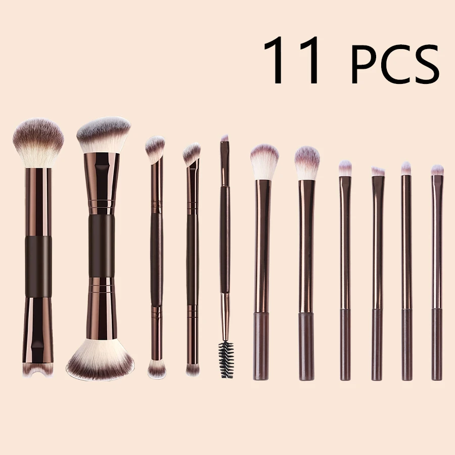 11 pcs Professional Makeup Brush Set, Dense Bristles, Aluminum Alloy Handle, Suitable for All Skin Types